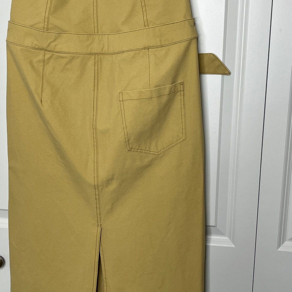 Zara Strapless Cargo Dress Size Medium NWT Belted Utility Midi Dress - Picture 9 of 16